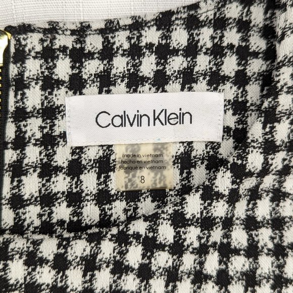 Calvin Klein Women's Geo-Print Jacquard Compression Dress (8, White/Black) - Picture 4 of 8